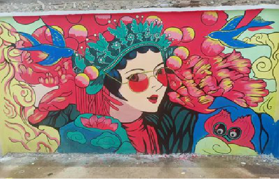 光泽墙体彩绘-网红墙