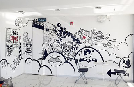 光泽手绘墙并非传统涂鸦。